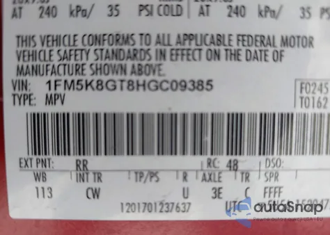 2017 Ford Explorer Sport z USA, uszkodzony, nr VIN 1FM5K8GT8HGC09385